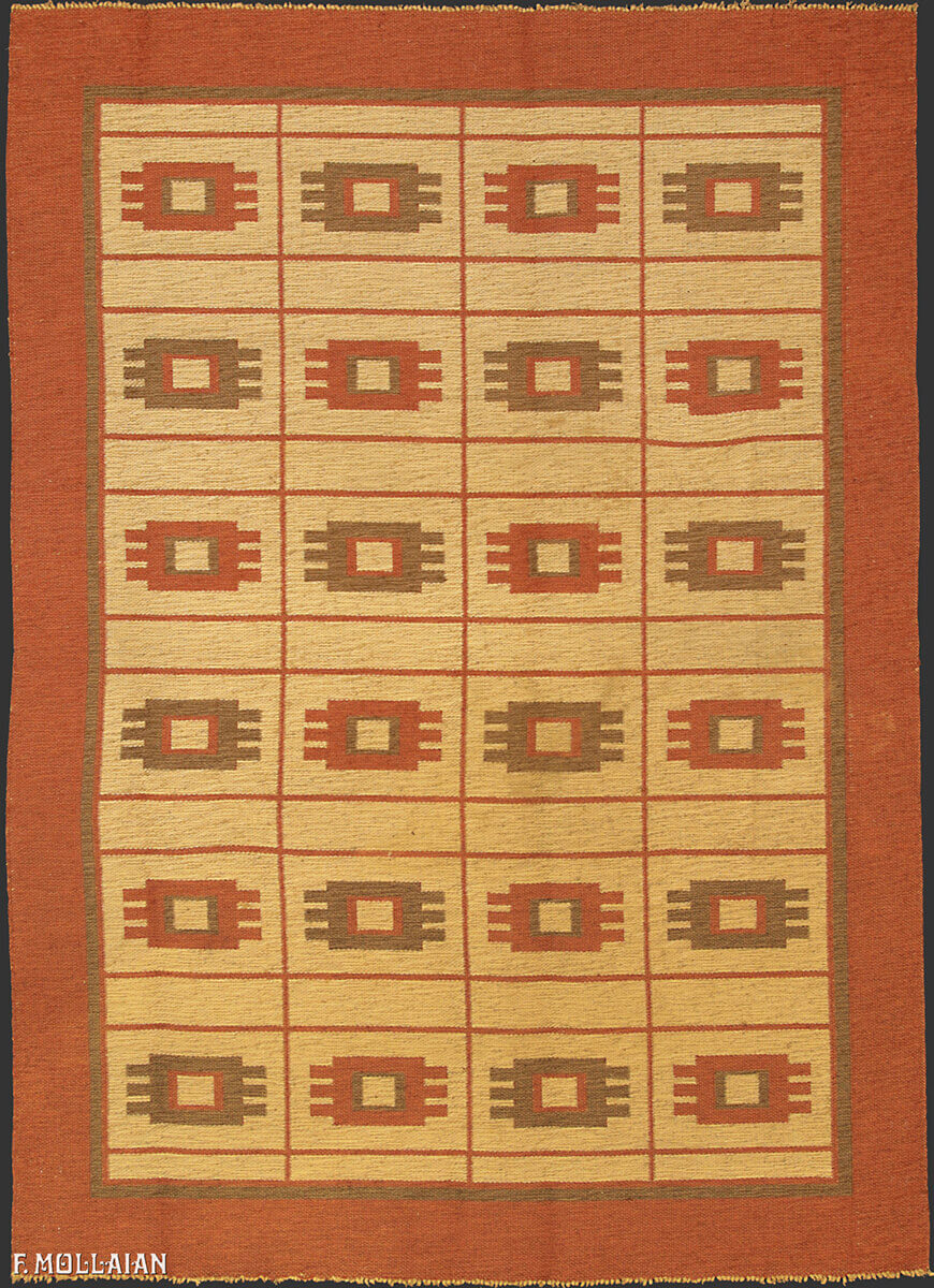 Semi-Antique Swedish Double Face Kilim (230x166 cm)